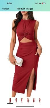 Cutout Tank Dresses for Women Sleeveless Bodycon Crewneck High Split Club Rib...